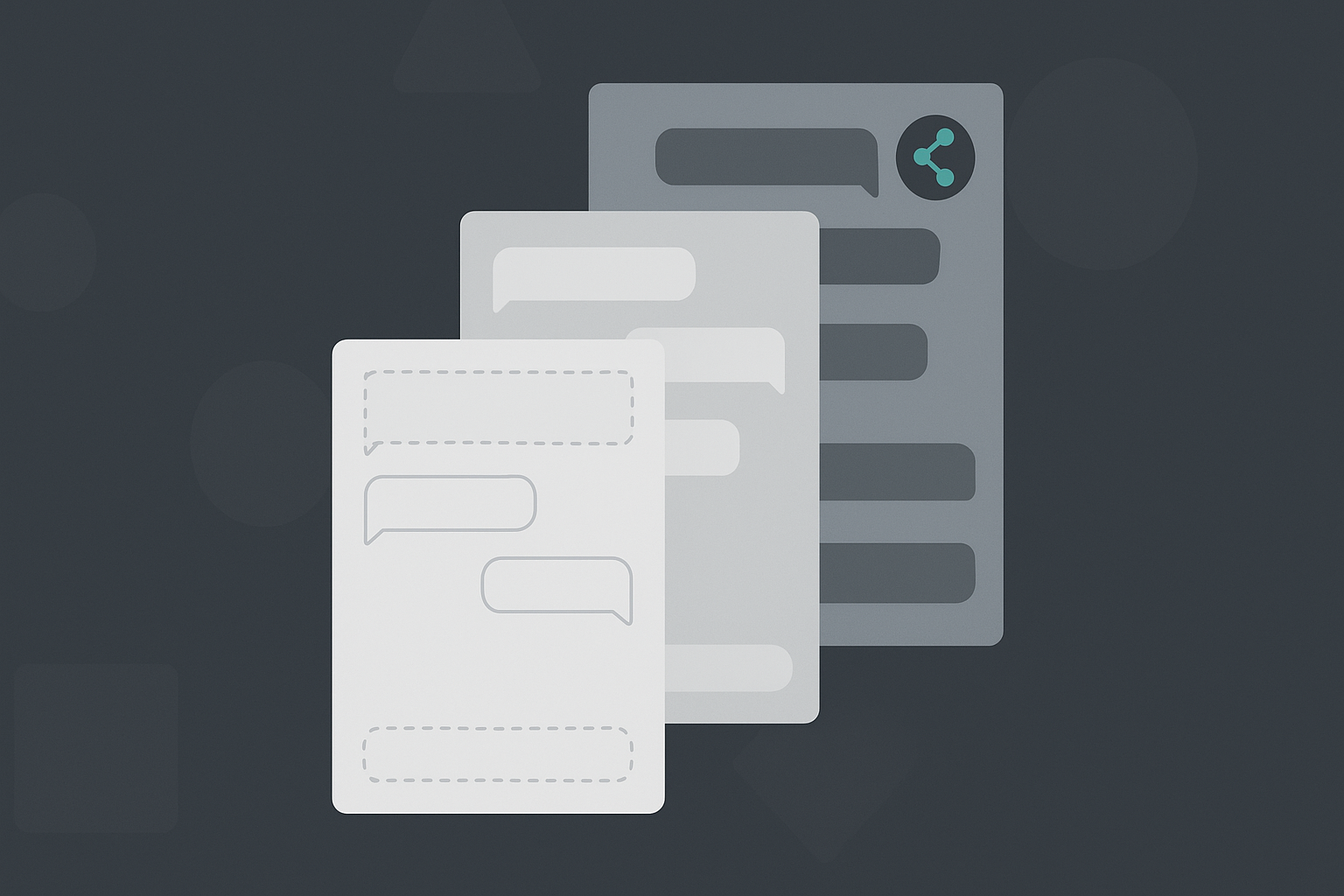 Three stacked AI chat interface panels showing the headless, styled-primitive, and agent-framework layers, in a slate and emerald-green palette
